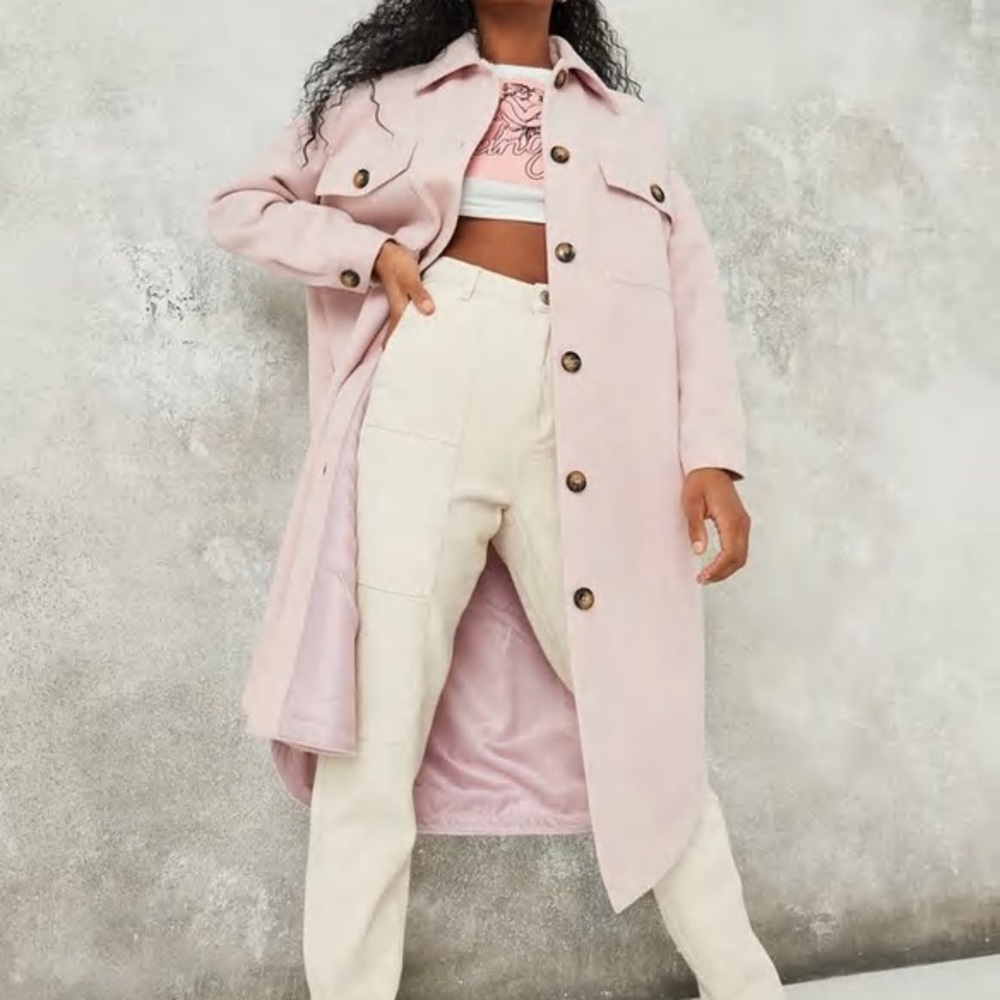 Missguided Pink Longline Solid Shacket - image 1